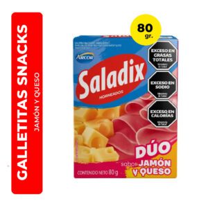 GALLETITAS SNACKS SALADIX DÚO SABOR JAMÓN Y QUESO 80G
