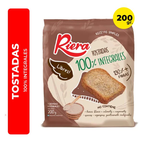 TOSTADAS 100% INTEGRALES RIERA 200G