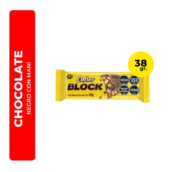 CHOCOLATE NEGRO CON MANÍ COFLER BLOCK 38G