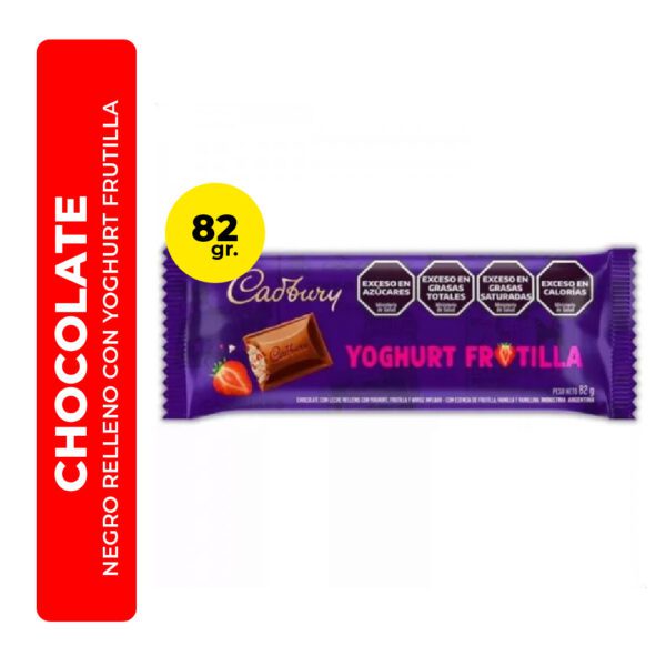 CHOCOLATE NEGRO RELLENO CON YOGUR FRUTILLA CADBURY 82G