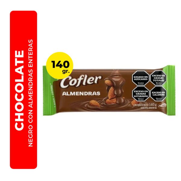 CHOCOLATE NEGRO CON ALMENDRAS ENTERAS COFLER 140G