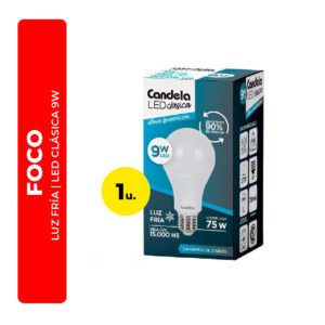 FOCO LUZ FRÍA LED 9W CANDELA