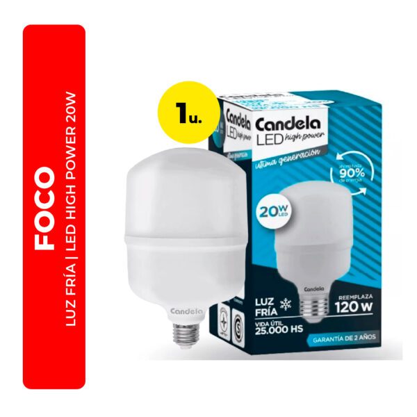 FOCO LUZ DÍA LED HIGH POWER 20W CANDELA
