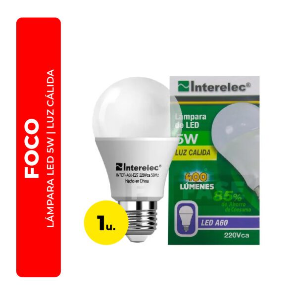 FOCO LÁMPARA LED 5W LUZ CÁLIDA INTERLEC
