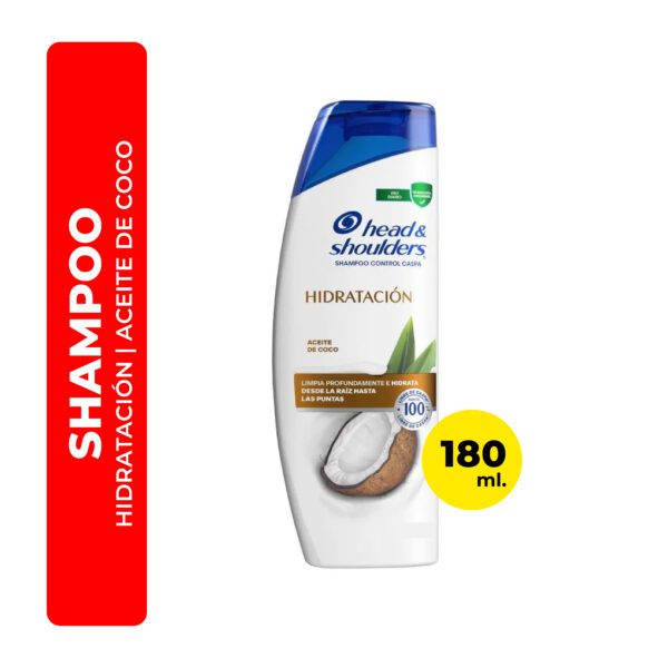 SHAMPOO HEAD&SHOULDERS HIDRATACIÓN CON ACEITE DE COCO 180ML