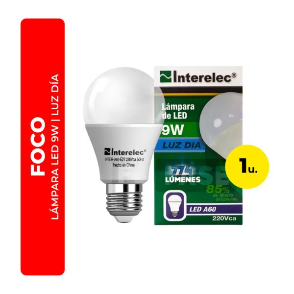FOCO LÁMPARA LED 9W LUZ DÍA INTERELEC