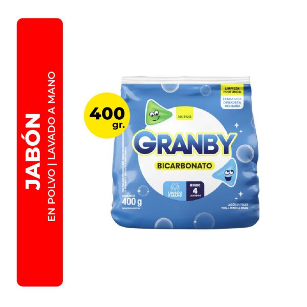 JABÓN EN POLVO GRANBY LAVADO A MANO CON BICARBONATO 400G