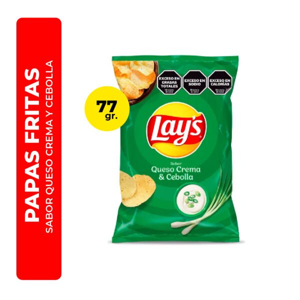 PAPAS FRITAS LAY'S QUESO CREMA Y CEBOLLA 77G