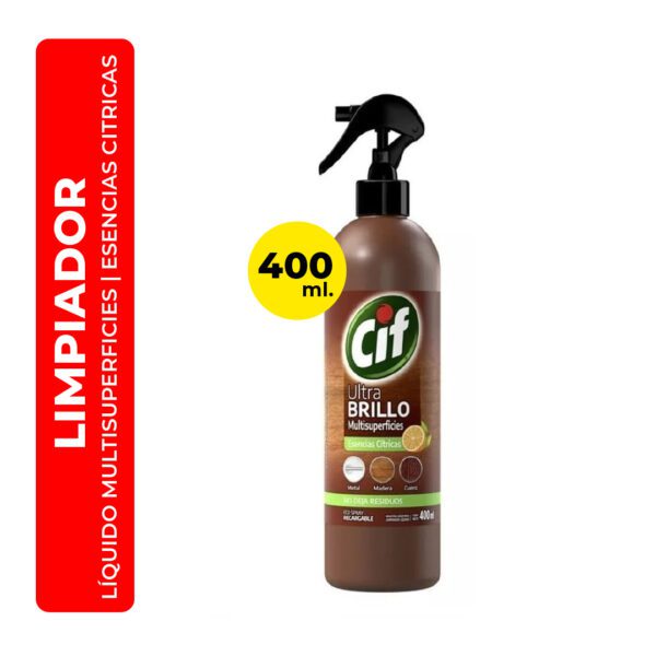 LIMPIADOR LÍQUIDO MULTIUSO CIF ULTRA BRILLO ESENCIAS CÍTRICAS 400ML