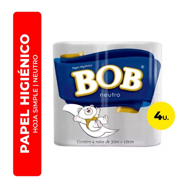 PAPEL HIGIÉNICO HOJA SIMPLE BOB 30X40 4U