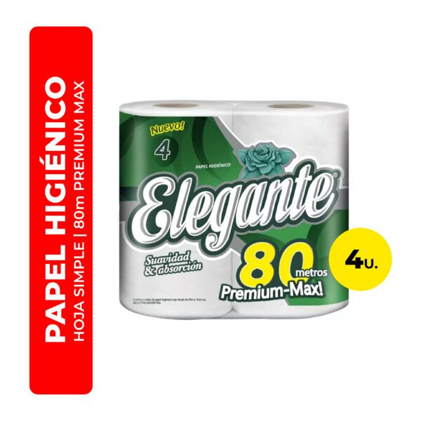 PAPEL HIGIÉNICO ELEGANTE HOJA SIMPLE 4X80 4U