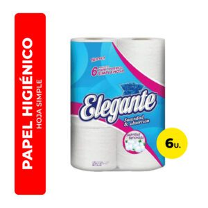PAPEL HIGIÉNICO ELEGANTE HOJA SIMPLE 6U