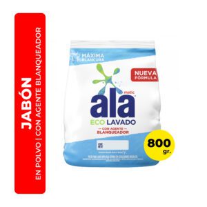 JABÓN EN POLVO ECO LAVADO CON AGENTE BLANQUEADOR ALA 800G