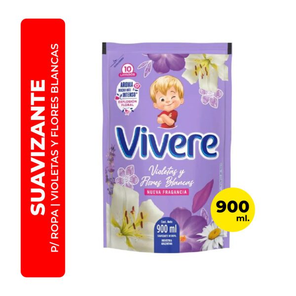 SUAVIZANTE DE ROPA VIVERE VIOLETAS Y FLORES BLANCAS 900ML