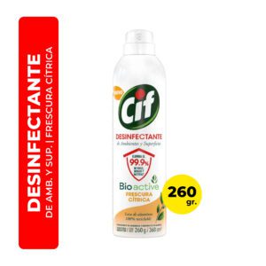 DESIFECTANTE DE AMBIENTE Y SUPERFICIES EN AEROSOL CIF FRESCURA CITRICA 260G