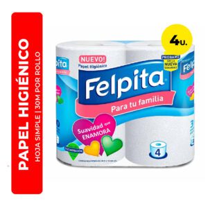 PAPEL HIGIÉNICO HOJA SIMPLE FELPITA 30X10CM 4U