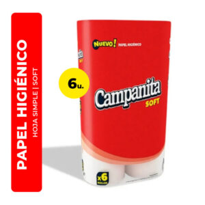 PAPEL HIGIÉNICO CAMPANITA HOJA SIMPLE SOFT 6X30 6U