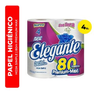 PAPEL HIGIÉNICO ELEGANTE HOJA SIMPLE ALOE VERA 4X80 4U