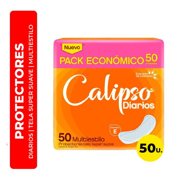 PROTECTORES FEMENINOS DIARIOS MIULTIESTILO TELA SUPER SUAVE CALIPSO 50U