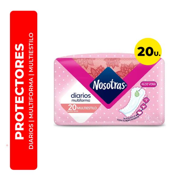 PROTECTORES FEMENINOS DIARIOS MULTIFORMA MULTIESTILO NOSOTRAS 20U