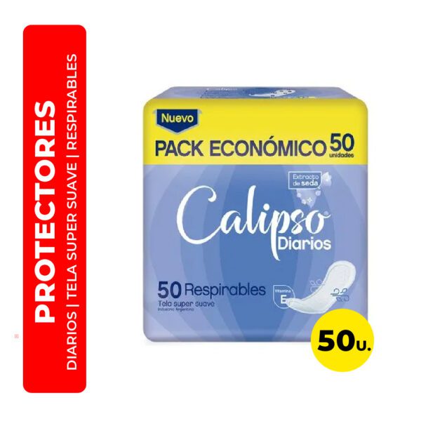 PROTECTORES FEMENINOS DIARIOS RESPIRABLES TELA SUPER SUAVE CALIPSO 50U
