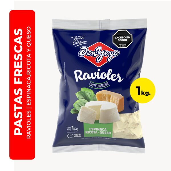 RAVIOLES ESPINACA, RICOTA Y QUESO DON YEYO 1K