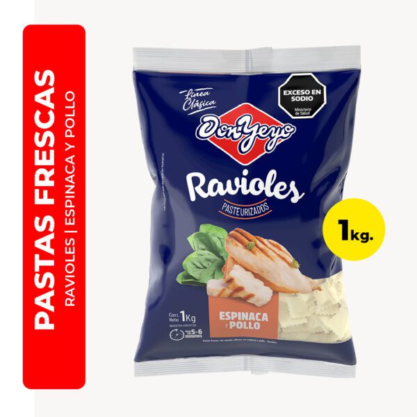 RAVIOLES ESPINACA Y POLLO DON YEYO 1K