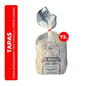 TAPAS PARA EMPANADAS TIPO CRIOLLA PARA HORNO Y FRITAS EL NONO 72U