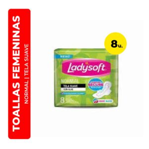 TOALLAS FEMENINAS LADYSOFT NORMAL SUAVE CON ALAS 8U