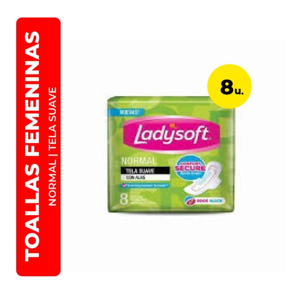 TOALLAS FEMENINAS LADYSOFT NORMAL SUAVE CON ALAS 8U