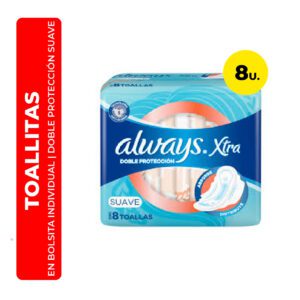 TOALLITAS FEMENINAS DOBLE PROTECCIÓN SUAVE ALWAYS 8U