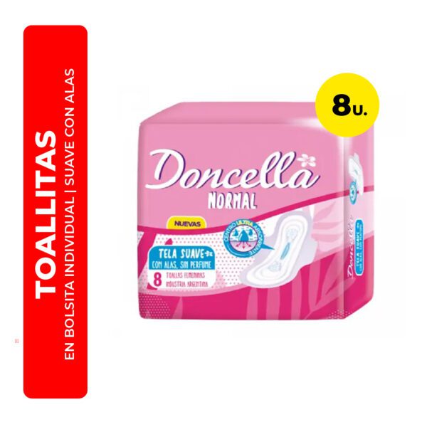 TOALLITAS FEMENINAS TELA SUAVE CON ALAS DONCELLA 8U