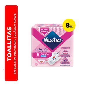 TOALLITAS FEMENINAS CLÁSICA SUAVE NOSOTRAS 8U