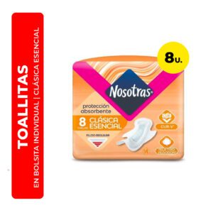 TOALLITAS FEMENINAS CLÁSICA ESENCIAL NOSOTRAS 8U
