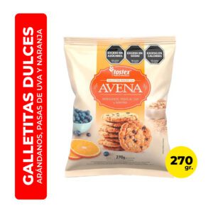 GALLETITA TOSTEX AVENA CON ARÁNDANOS, PASAS DE UVA Y NARANJA 270G