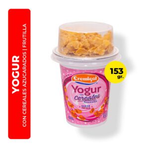 YOGUR DE FRUTILLA CON CEREALES AZUCARADOS CREMIGAL 153G