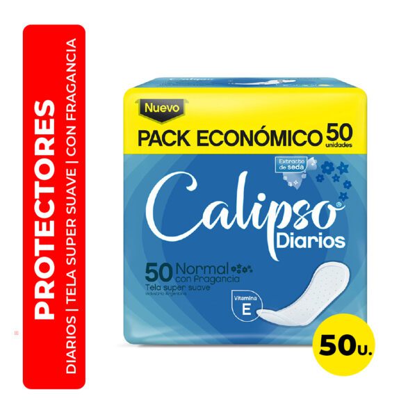 PROTECTORES FEMENINOS DIARIOS CON FRAGANCIA TELA SUPER SUAVE CALIPSO 50U