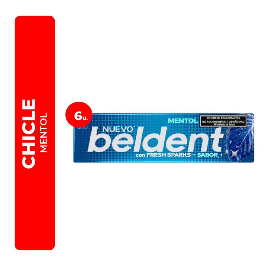 CHICLE BELDENT MENTOL 6U - El Ahorro Online