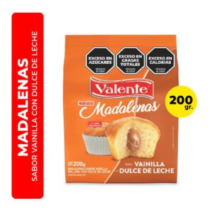 MADALENAS VALENTE SABOR VAINILLA CON DULCE DE LECHE 200G