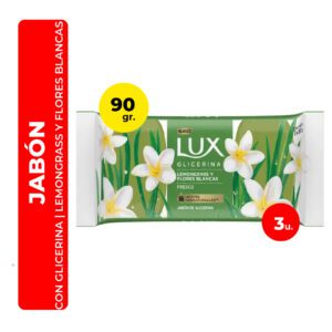 JABÓN LUX CON GLICERINA LEMONGRASS Y FLORES BLANCAS 3U