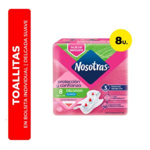 TOALLITAS FEMENINAS DELGADA SUAVE NOSOTRAS 8U
