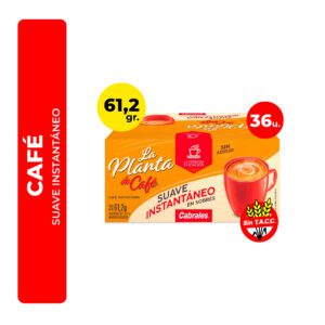CAFÉ SUAVE INSTANTÁNEO EN SAQUITOS LA PLANTA DE CAFÉ CABRALES 36U
