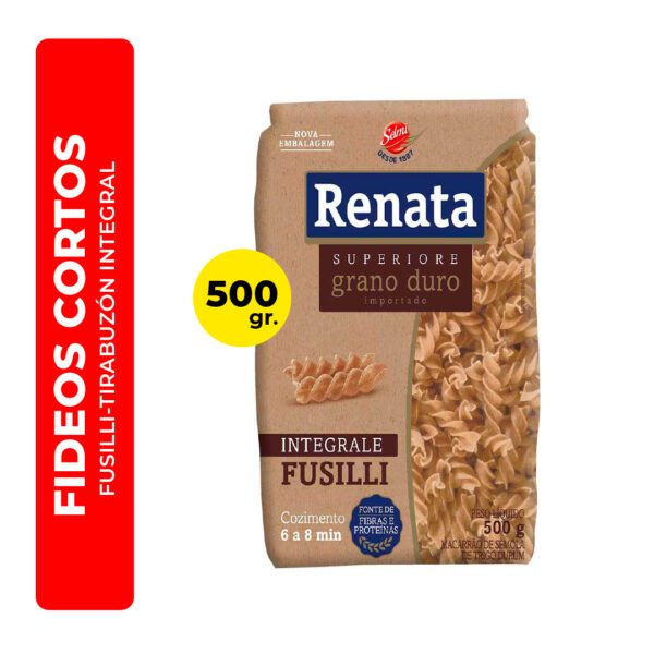 FIDEOS FUSILLI-TIRABUZÓN INTEGRAL RENATA 500G
