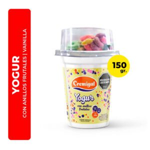 YOGUR DE VAINILLA CON ARITOS FRUTALES CREMIGAL 150G