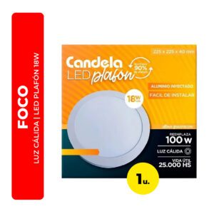 FOCO LUZ CÁLIDA LED PLAFÓN 18W CANDELA