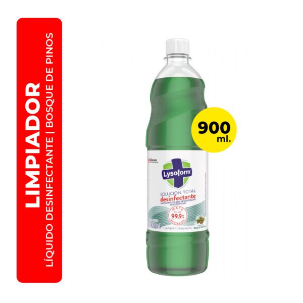 LIMPIADOR LÍQUIDO DESINFECTANTE DE SUPERFICIES LYSOFORM BOSQUE DE PINOS 900ML