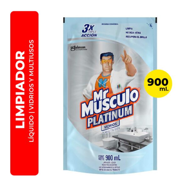 REPUESTO MR MUSCULO PLATINUM VIDRIOS Y MULTIUSOS 900ML