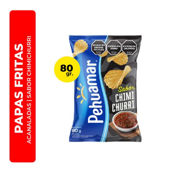PAPAS FRITAS PEHUAMAR ACANALADAS SABOR CHIMICHURRI 80G