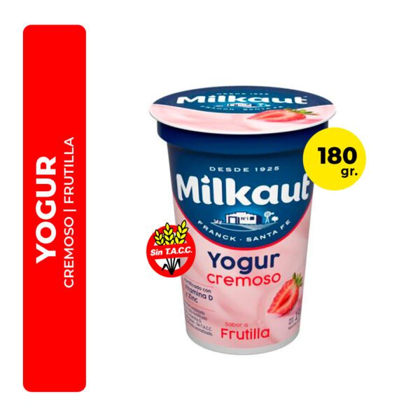 YOGUR MILKAUT CREMOSO FRUTILLA 180G