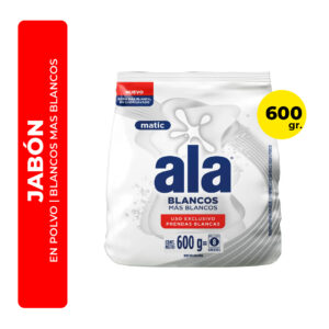JABÓN EN POLVO ALA MATIC BLANCOS MAS BLANCOS 600G